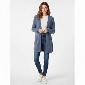 Madewell Blue Wool Alpaca Blend Open Front Cardigan‎ Sweater Pocket Small